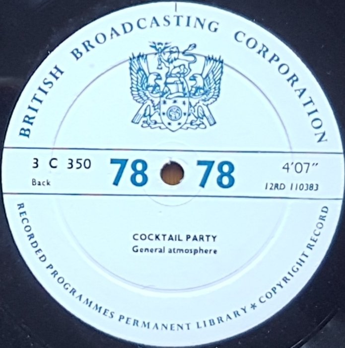 3 C 350 Village pub / Cocktail party Not registered from the BBC records and Tapes library Label